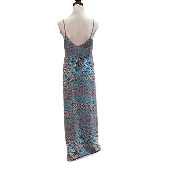 Charlie Paige abstract print spaghetti strap vacation summer maxi dress medium - Picture 4 of 15